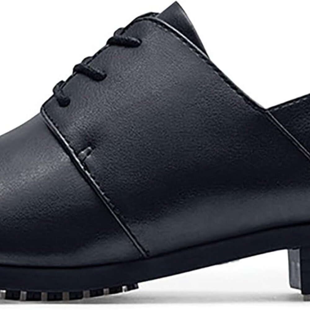 Women's Leather Non-Slip Work Shoes 7.5 Wide Water-Resistant Safety Shoes